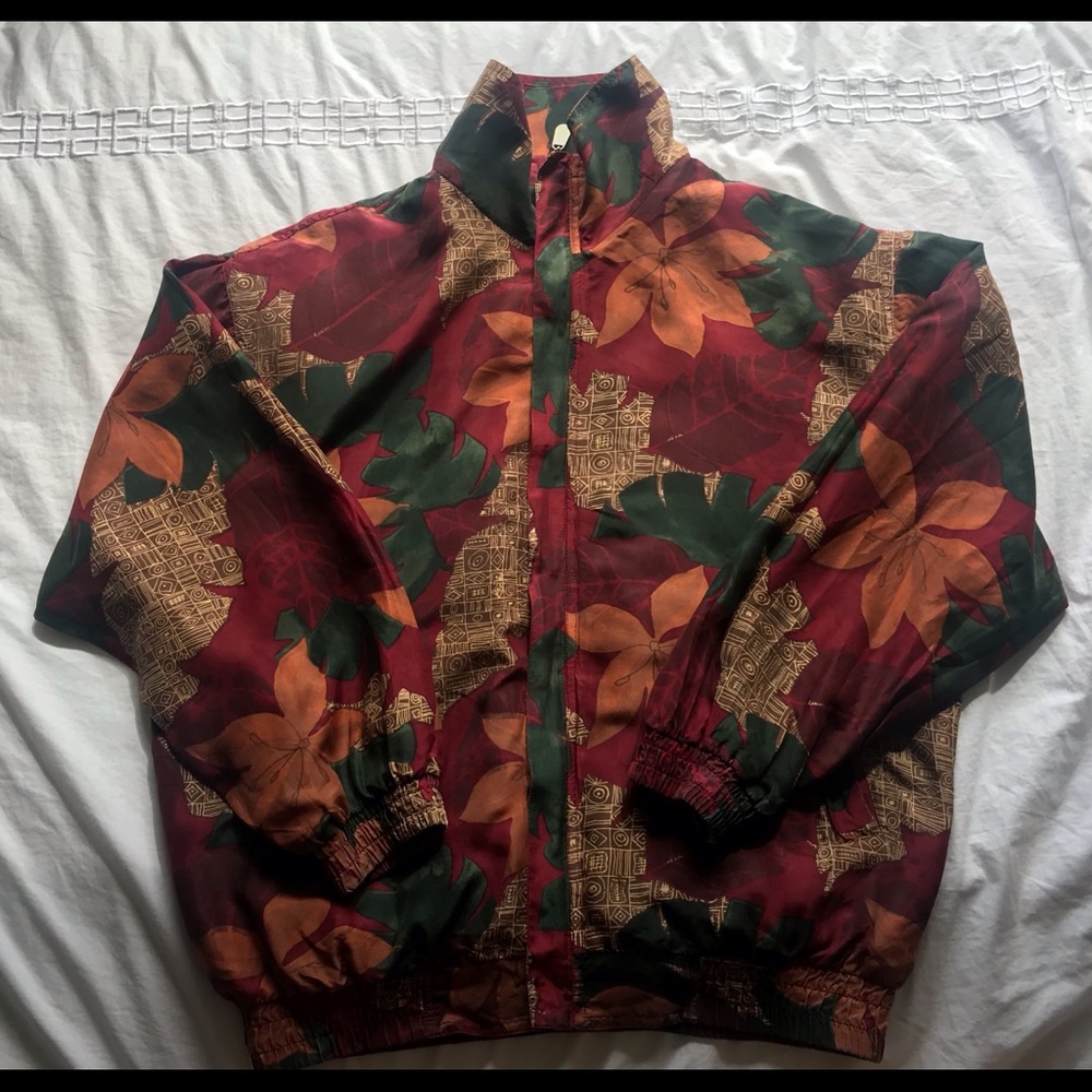 Vintage printed silk jacket with inside pocket